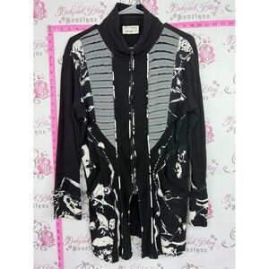 Avanti sweater Black and Gray Zip-Front Hoodie Jacket